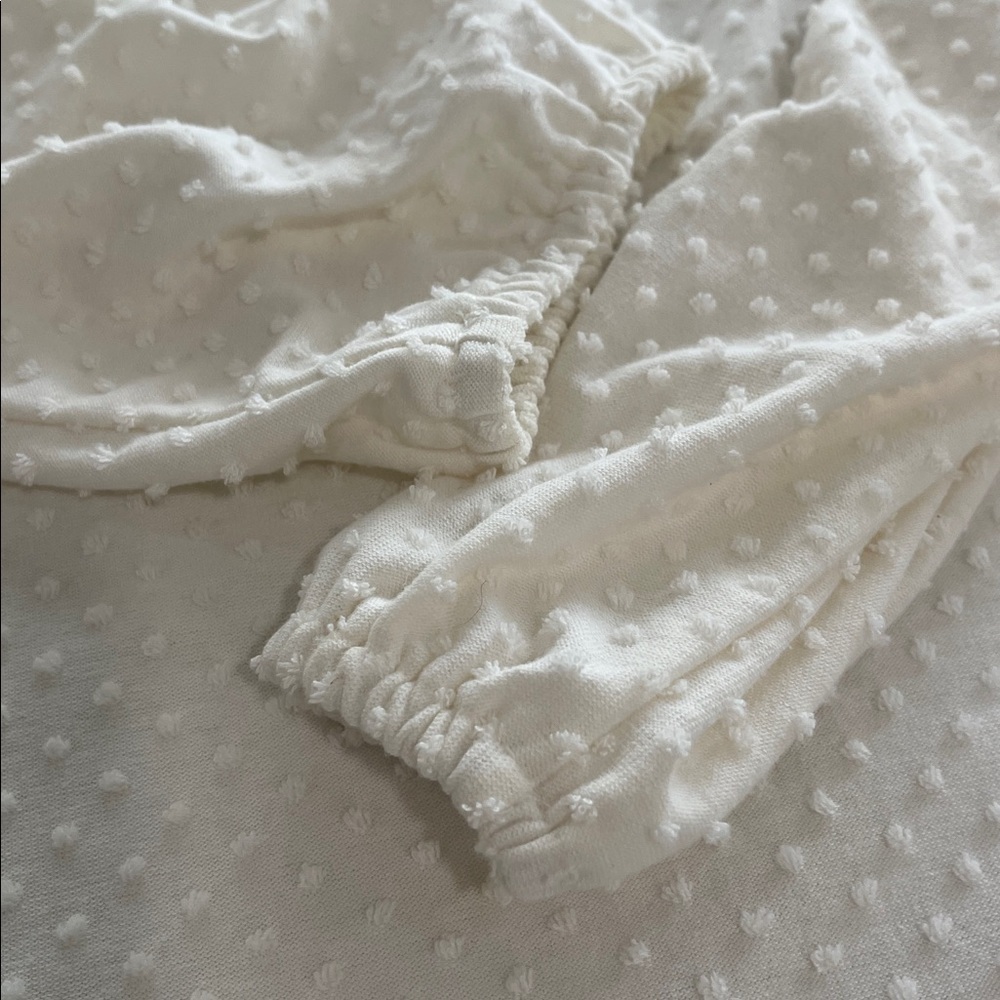 J. Crew Clip-dot smocked-neck top blouse cream ivory long sleeve size M - Picture 7 of 11